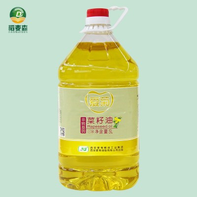 5L爱菊一级压榨菜籽油 家用炒菜油 西安食用油批发图1