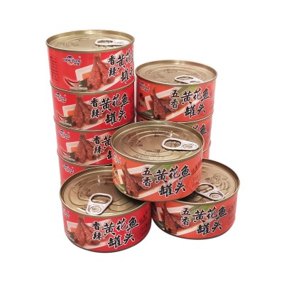 宏业香辣五香黄花鱼罐头150g1批发工厂即食威海厂家组合整箱纯肉图4