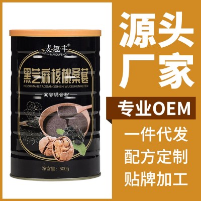 麦趣丰 黑芝麻桑葚粉核桃粉 黑豆粉糊代餐粉 五谷粉冲饮食品 600g图1