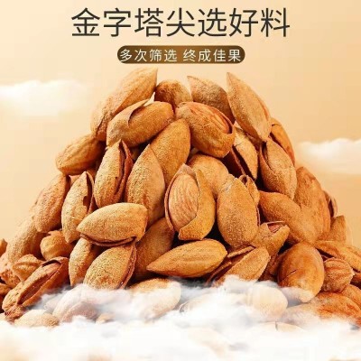 原味巴旦木带壳手剥现货新疆纸皮薄壳杏仁扁核桃坚果工厂一件代发