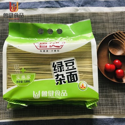 鲁健1.75kg绿豆杂面面条粗粮挂面实惠装多口味绿豆杂面条
