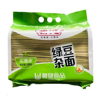 鲁健1.75kg绿豆杂面面条粗粮挂面实惠装多口味绿豆杂面条图5