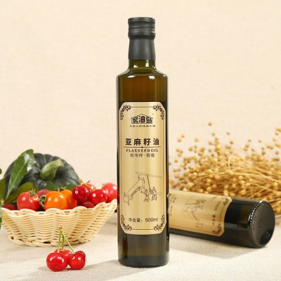 家油站500ML冷榨亚麻籽油 亚麻油 食用油 胡麻油 月子油 厂家批发图2
