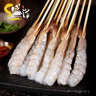 去壳虾串 火锅烧烤半成品串串开背白虾 冷冻海鲜南美青白虾 175串