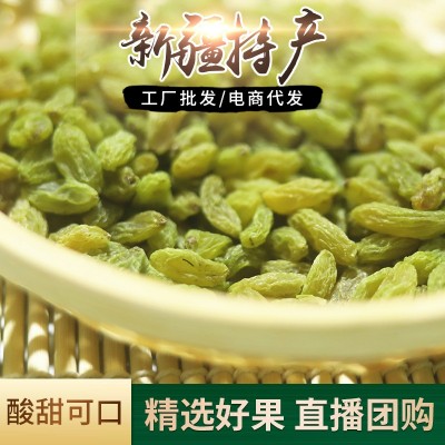 新疆绿提子葡萄干特级大量批发散装零食烘焙商用大颗粒无核提子干