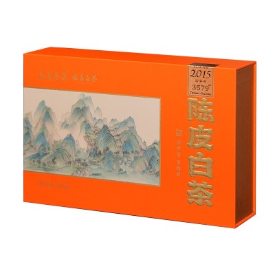 陈皮白茶 福鼎白茶2015年陈皮寿眉老树饼干茶叶小方片100泡礼盒装图5