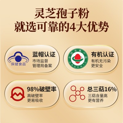 长白山灵芝孢子粉官方旗舰店有机破壁孢子粉250克头道蓝 帽孢子粉图2
