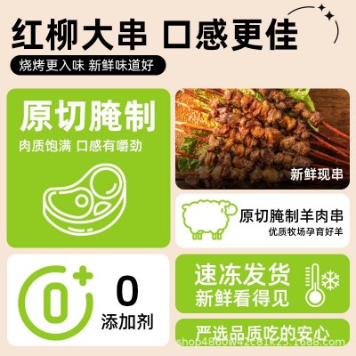内蒙古红柳枝羔羊羊肉串纯羊肉户外烧烤半成品商用批发40g图1